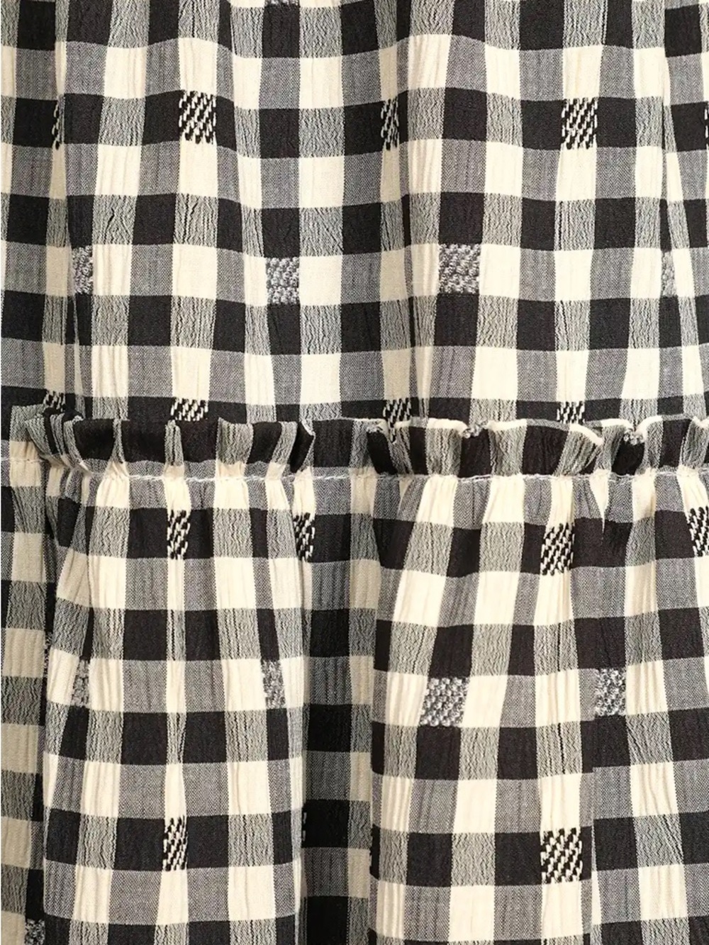 Sweet Together Black and Ivory Gingham Tiered Midi Skirt & Blouse TWO PIECE SET - Picture 7 of 10